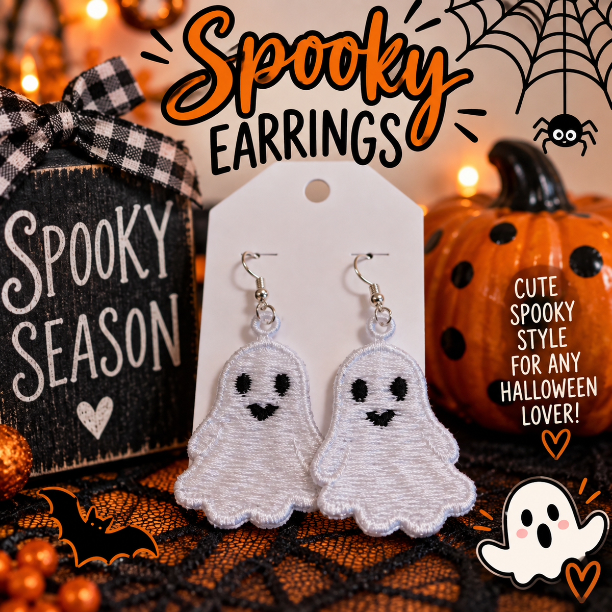 FSL Earrings-Boo ghost