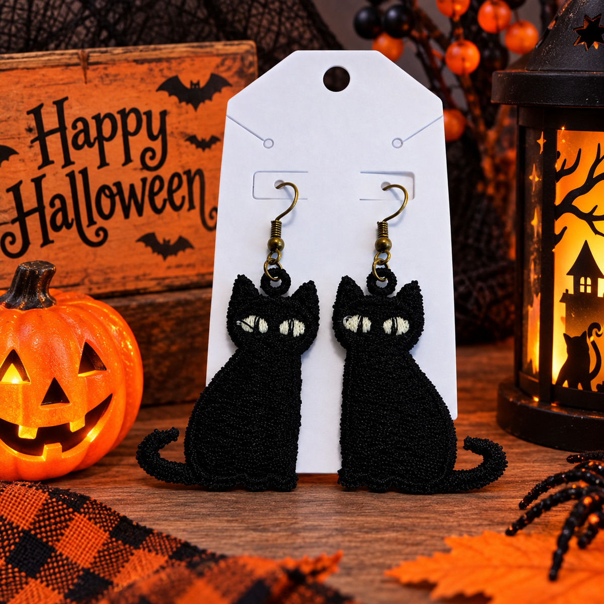 FSL Earrings-Black Cats