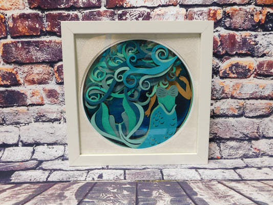 3D Mermaid shadow box